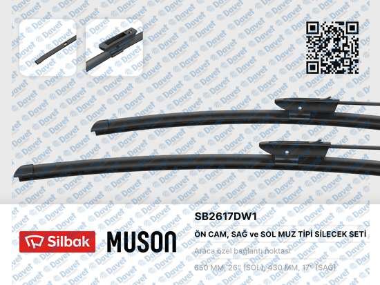 SILBAK SB2617DW1 Silecek Supurgesi Tk 650/430mm (Muz Tipi) Citreon C4 Cactus 14-19